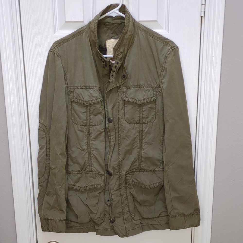 Men's Olive Green Military Utility Field Inspired Windbreaker Jacket, EU 48